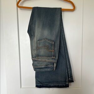 American Eagle Outfitters Mineral Washed Distressed Blue Flare Leg Jeans